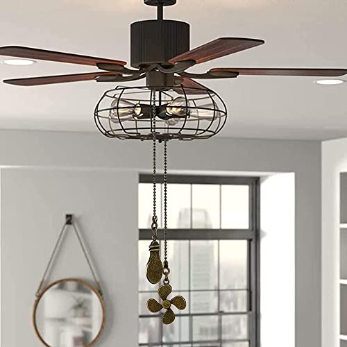 Ceiling Fan Pull Chains Ornaments Extender Set, 12 Inches Extension Cord For Ceiling Fans And Lights/Lamp, With Decorative Light Bulb And Fan (Bronze Chain) | The Storepaperoomates Retail Market - Fast Affordable Shopping