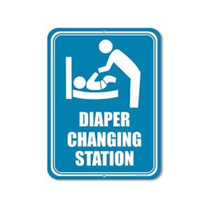 Honey Dew Gifts Restroom Sign, Diaper Changing Station 9 inch by 12 inch Metal Aluminum Baby Changing Station Sign for Business, Made in USA