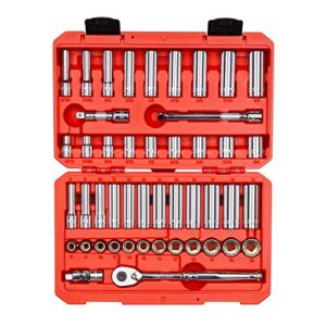 TEKTON 3/8 Inch Drive 12-Point Socket and Ratchet Set, 47-Piece (5/16-3/4 in., 8-19 mm) | SKT15302