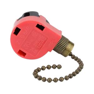 Zing Ear ZE-268S1 3 Speed 4 Wire Ceiling Fan Switch, Compatible with Hunter Ceiling Fans, Lamps and Wall Lights (Bronze Pull Chain)