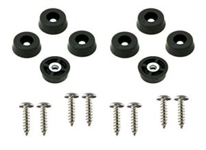 8 Small Round Rubber Feet Bumpers W/Screws – .250 H X .671 D – Made in USA
