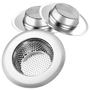 Helect 3-Pack Kitchen Sink Strainer Stainless Steel Drain Filter Strainer with Large Wide Rim 4.5″ for Kitchen Sinks