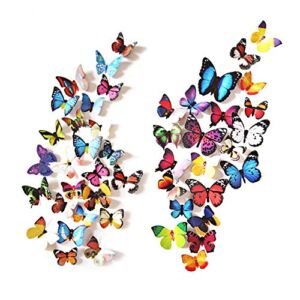 eoorau 80pcs Butterfly Wall Decals – 3D Butterflies Removable Mural Wall Stickers for Home Room Bedroom Decoration