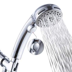 DOILIESE High Pressure 6 Setting Shower Head Hand-Held with ON/OFF Switch and Spa Spray Mode – Hand Held Shower Head with Handheld Spray – Shower Head with Hose – Chrome
