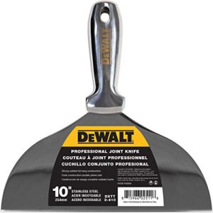 DEWALT 10″ All Stainless Steel Joint Knife | One-Piece Premium Polished Metal Putty Blade | 2-410