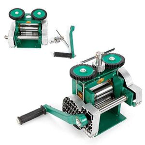 Stainless Alloy Manual Rolling Mill Machine Assembled Jewelry Metal Wire Reducing Thickness Press 85mm Tablett Green Jewelry DIY Tool