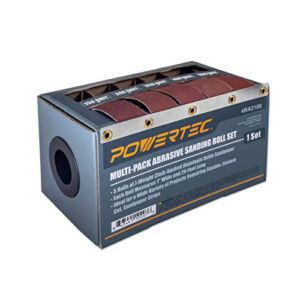POWERTEC 4RA2100 Boxed Abrasive Sanding Rolls for Automotive/Woodworking | Sandpaper Dispenser Box with 5 Rolls for Sanding – Includes Assorted Grits 150/240/ 320/400/ 600