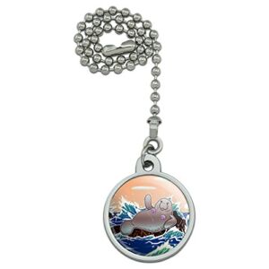 GRAPHICS & MORE Waving Manatee Mermaid On Rocks and Waves Funny Ceiling Fan and Light Pull Chain