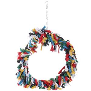 POPETPOP Bird Snuggle Ring-Parrot Cotton Preening Grooming Ropes Colorful Hanging Swing for Amazons African Grey Small Cockatoos Conure (Random Color)