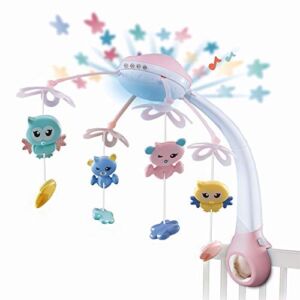 DONGKER Baby Musical Crib, Baby Crib Mobile with Projector and Night Light Hanging Rotating Rattles Best Gifts for Boys Girls
