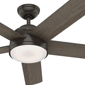 Hunter Fan 54 inch Contemporary Noble Bronze Finish Indoor Ceiling Fan with LED Light Kit and Remote Control (Renewed)