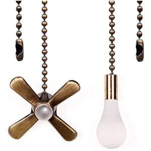 Ceiling Fan Pull Chain Compatible with Hunter Ceiling Fans, 13.6 Inches Fan Pulls Set with Connector 3mm Diameter Beaded Ball Fan Pull Chain (Bronze)