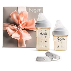 Hegen Newborn Baby Bottle Basic Starter Kit- PPSU Bottle for Babies, Medium & Slow Teat- Breast Milk Storage Lids and Secure Seals