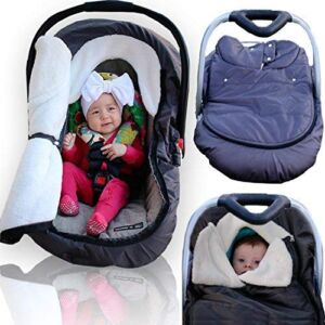 Infant Baby Car Seat Cover – Weatherproof Sneak A Peek Stroller Cover for Cold Winter Weather – Amazingly Comfy Car Seat Cover with A Universal Fit