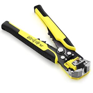 Wire Stripper 24-10 AW/ 34-3 Gauge/ 0.2-6 mm, Dromild Automatic Wire Stripping Tool, 8 Inch Self-adjusting Wire Stripper, 3 in 1 Wire Stripping Pliers for Wire Stripping, Cutting, Crimping