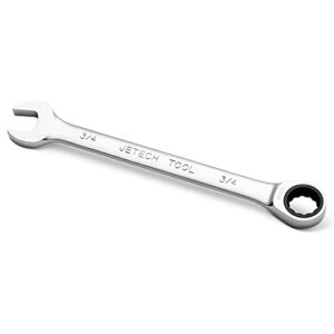Jetech 3/4 Inch Ratcheting Combination Wrench, Industrial Grade Gear Spanner with 12-Point Design, 72-Tooth Ratchet, Made with Forged and Heat-Treated Cr-V Steel in Chrome Plating, SAE