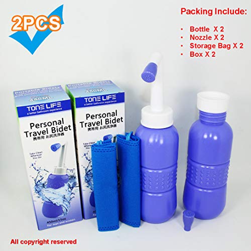 2PCS-Pack Portable Bidet for Toilet – 450ml Travel Bidet – 15oz Handheld Personal Bidet Empty Bottle – Childbirth Cleaner -for Outdoor,Camping,Travling,Driver,Personal Hygiene -with Storage Bag | The Storepaperoomates Retail Market - Fast Affordable Shopping
