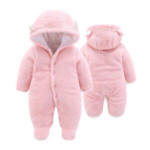XMWEALTHY Baby Clothes for Girls Boys Winter Coats Newborn Cute Jumpsuit Romper Baby Snowsuits Outfits Gifts Pink S
