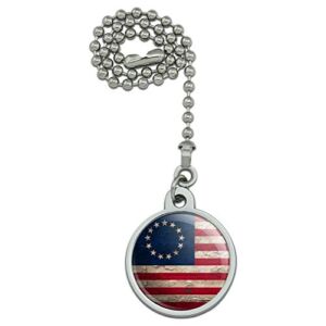 GRAPHICS & MORE Rustic Betsy Ross 1776 Distressed American Flag Ceiling Fan and Light Pull Chain