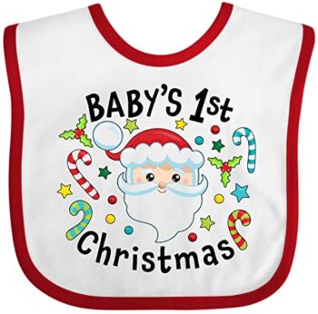 Inktastic Baby’s 1st Christmas Santa with Candy Baby Bib White and Red 38fc4 | The Storepaperoomates Retail Market - Fast Affordable Shopping