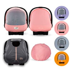Cozy Combo Pack (Pink Grapefruit) – Sun & Bug Cover Plus a Lightweight Warm Weather Cozy Cover – Trusted by Over 6 Million Moms Worldwide – Protects Your Baby from Mosquitos, Insects, The Sun, Wind