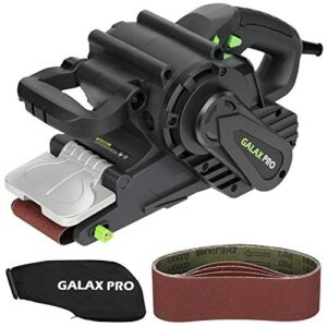 GALAX PRO 8 Amperes Belt Sander 120-380RPM with Variable Speed Settings, 5 Pieces Sanding Belts(3×21 Inch) and Dust Bag for Stock Removal