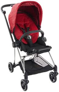 Cybex Mios 2 Complete Stroller, One-Hand Compact Fold, Reversible Seat, Smooth Ride All-Wheel Suspension, Extra Storage, Adjustable Leg Rest, True Red Seat with Chrome/Black Frame