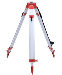 Surveying Tripod, Aluminum Survey Tripod with 5/8-Inch 11-Threaded Flat Head Quick Clamp for Auto Level