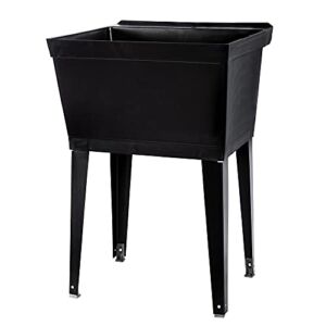 19 Gallon Utility Sink Laundry Tub by JS Jackson Supplies with Adjustable Metal Legs, Ideal for Laundry room, Basement, or Garage Workshop. Heavy Duty Shop Sink. No Faucet Included (Black)