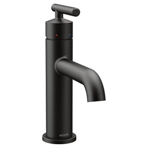Moen Gibson Matte Black One-Handle Single Hole Modern Bathroom Sink Faucet with Optional Deckplate, 6145BL