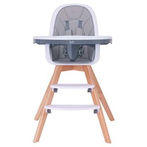 Baby High Chair with Double Removable Tray for Baby/Infants/Toddlers, 3-in-1 Wooden High Chair/Booster/Chair | Grows with Your Child | Adjustable Legs | Modern Wood Design | Easy to Assemble