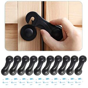 Child Safety Cabinet Locks (10 Pack) – Baby Proofing Latches Lock for Drawers, Toilet Seat, Fridge, Oven, with 10 Extra 3M Adhesives (Black)