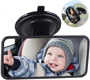 Baby Car Mirror Suction Cup, Baby Mirror for Car Back Seat Forward Facing Mirrors for Infant, Carseat Backseat Mirror No Headrest Child Safety Rear View Rearview Mirror for Cars (Square Shape)