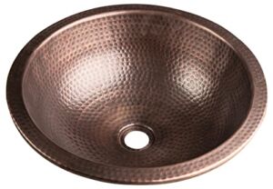 Monarch Abode 17094 Pure Copper Hand Hammered Rotunda Dual Mount Sink (16 inches)