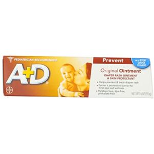 A&D Diaper Rash Ointment Skin Protectant Original – 4 oz, Pack of 5