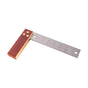 POWERTEC 80015 Try Square with Hardwood Handle (8″) Premium Stainless Steel Ruler – Brass Bound Handle – A Carpenter’S & Machinist’S Essential – The Ultimate Gift for Any Woodworking Shop