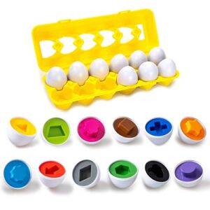 Color & Shapes Matching Egg Toy – Shape Sorting & Color Recognition Learning Toy for Toddlers – Preschool Game – Montessori Education – Easter Eggs