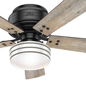 Hunter Fan 52 inch Casual Matte Black Finish Outdoor Ceiling Fan with LED Lights (Renewed)