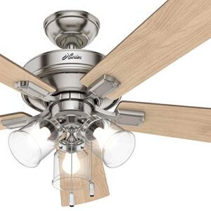 Hunter Fan 52 inch Casual Brushed Nickel Indoor Ceiling Fan 5-Blades with LED Lights (Renewed)