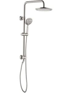 BRIGHT SHOWERS Rain Shower heads system including rainfall shower head and handheld shower head with height adjustable holder, solid brass rail 60 inch long stainless steel shower hose(brushed nickel)