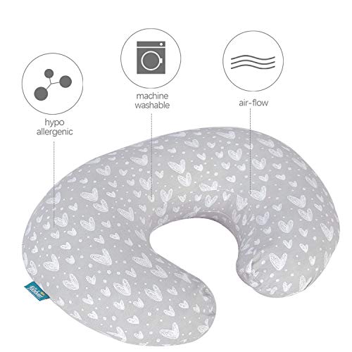 Nursing Pillow Covers 2 Pack Compatible with Boppy Pillow, 100% Jersey Cotton with Large Zipper Super Soft & Breathable & Skin Friendly for Moms / Baby, Grey & White | The Storepaperoomates Retail Market - Fast Affordable Shopping