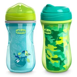 Chicco Insulated Rim Spout Trainer Spill Free Baby Sippy Cup 9oz Teal/Green 12m+ (2pk)