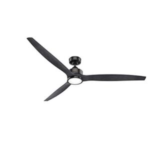 Hunter Park View Indoor / Outdoor Ceiling Fan with LED Lights and Remote Control , 72″, Matte Black