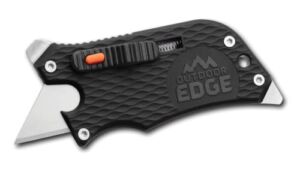 Outdoor Edge SlideWinder – Utility Knife Multitool with Standard Replaceable Razor Blade, Screwdrivers, Prybar, Bottle Opener and Pocket Clip with Locking Auto-Retracting Blade (Black)