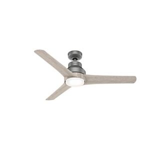 Hunter Lakemont Indoor / Outdoor Ceiling Fan with LED Light and Remote Control, 52″, Matte Silver