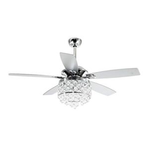 Modern Ceiling Fan with Light 52 Inch Crystal Ceiling Fan Chandelier, Chrome