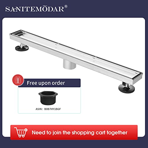 SaniteModar 24 inch Linear Shower Drain comes with Tiled Stealth and 304 Stainless Steel Brushed Polished 2 in 1 Panels.Tile Insert Shower Drain is Equipped Adjustable Feet,Hair Filters | The Storepaperoomates Retail Market - Fast Affordable Shopping