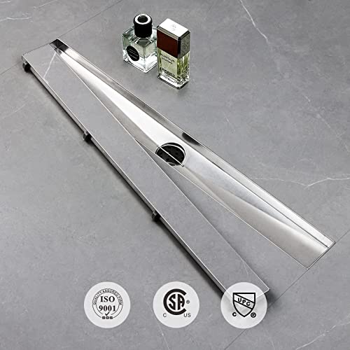 SaniteModar 24 inch Linear Shower Drain comes with Tiled Stealth and 304 Stainless Steel Brushed Polished 2 in 1 Panels.Tile Insert Shower Drain is Equipped Adjustable Feet,Hair Filters | The Storepaperoomates Retail Market - Fast Affordable Shopping