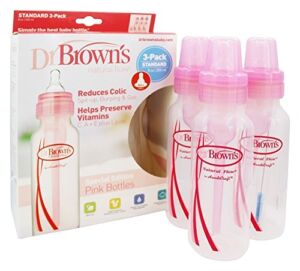 Dr. Brown’s – Natural Flow Standard Baby Bottle 3-Pack Pink – 8 oz.