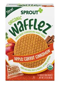 Sprout Organic Baby Food, Stage 4 Toddler Snacks, Apple Carrot Cinnamon Wafflez, Single Serve Waffles 5 Count(Pack of 10)